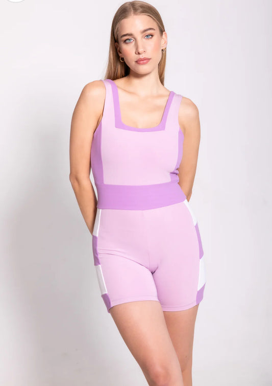 Jumpsuit Lila White & Dark Lila