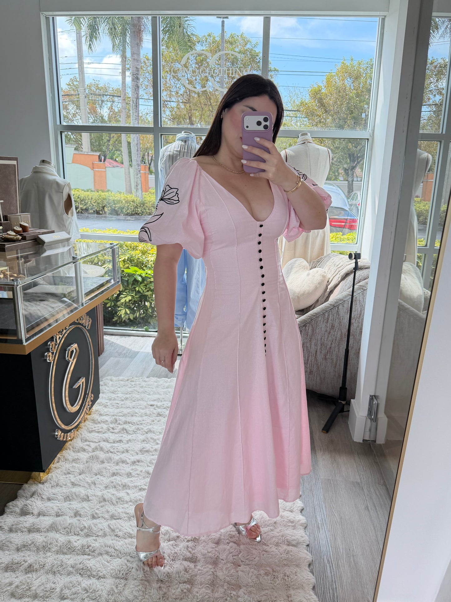 Baby pink maxi dress