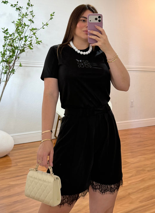 Lace black short