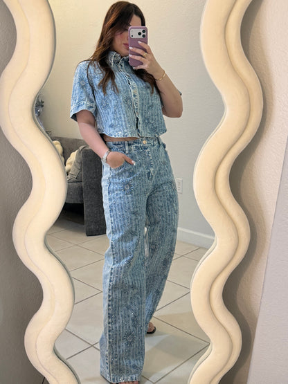 Denim shyne set
