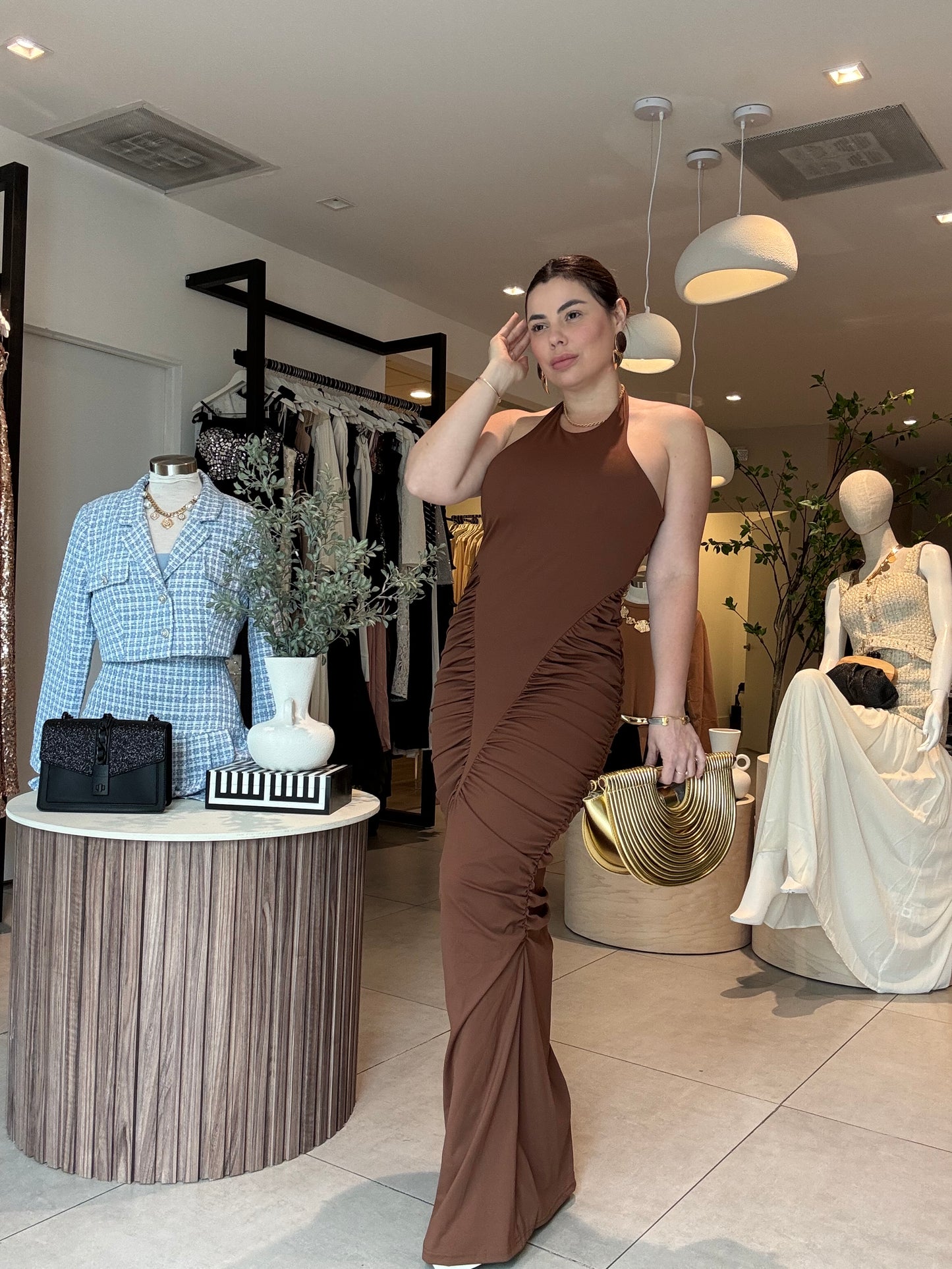 Denia Brown Maxi dress