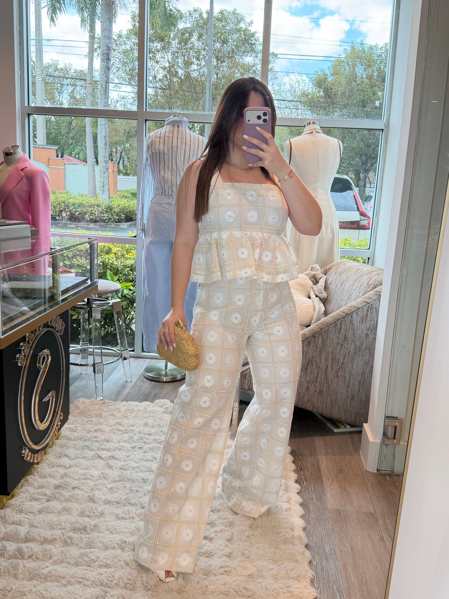 Crochet beige set