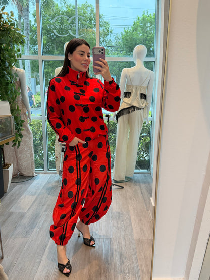 Red polka set