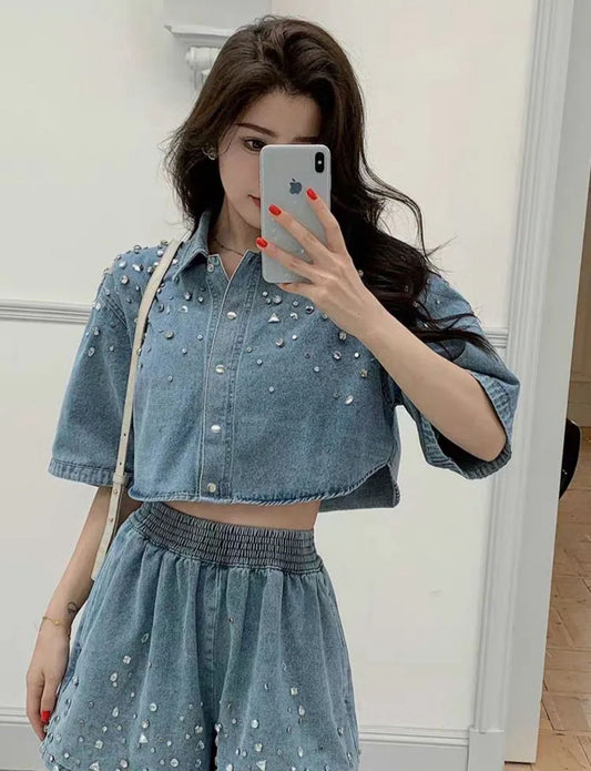Denim Short Set