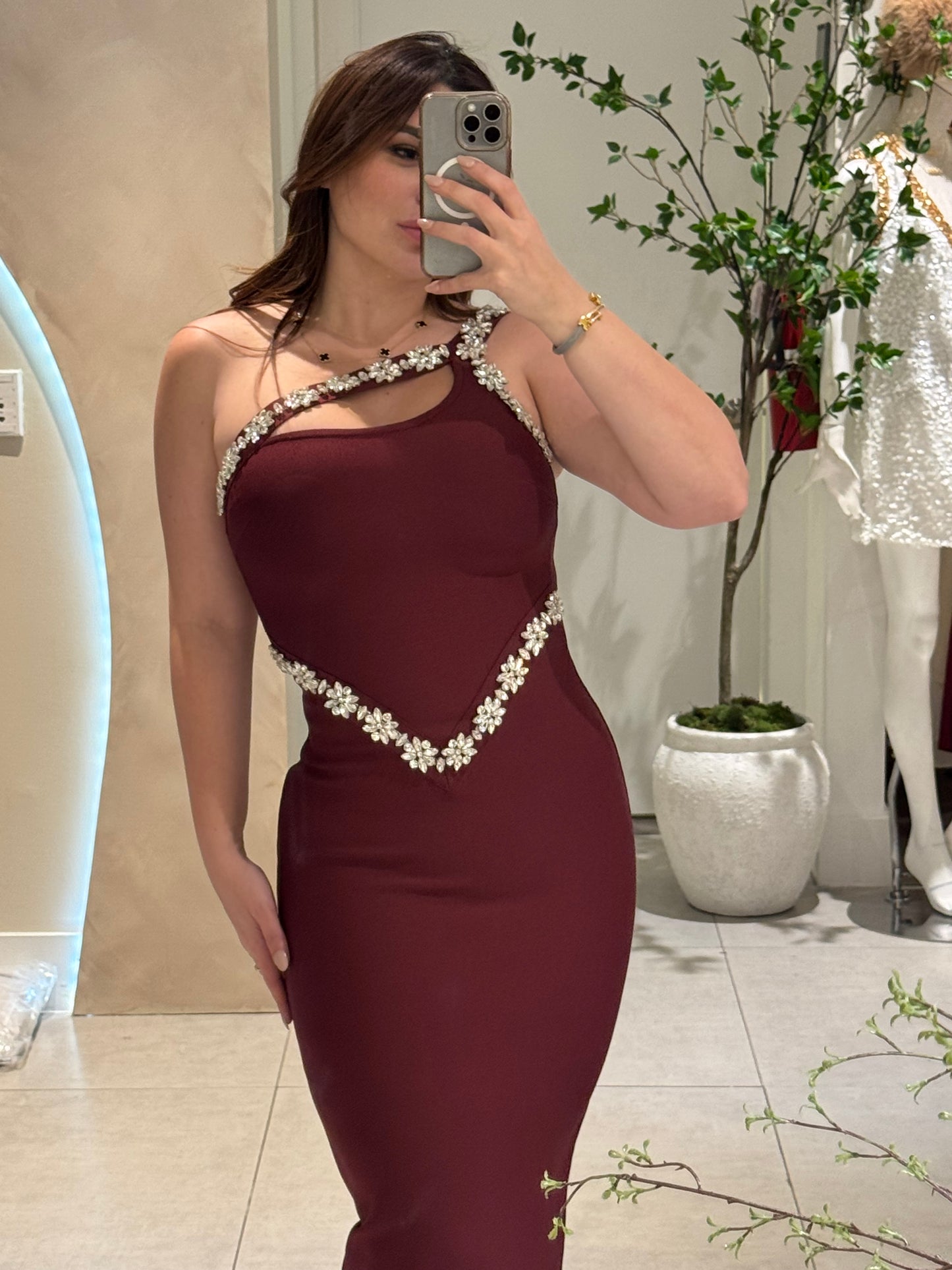 Bandage Burgundy Maxi dress