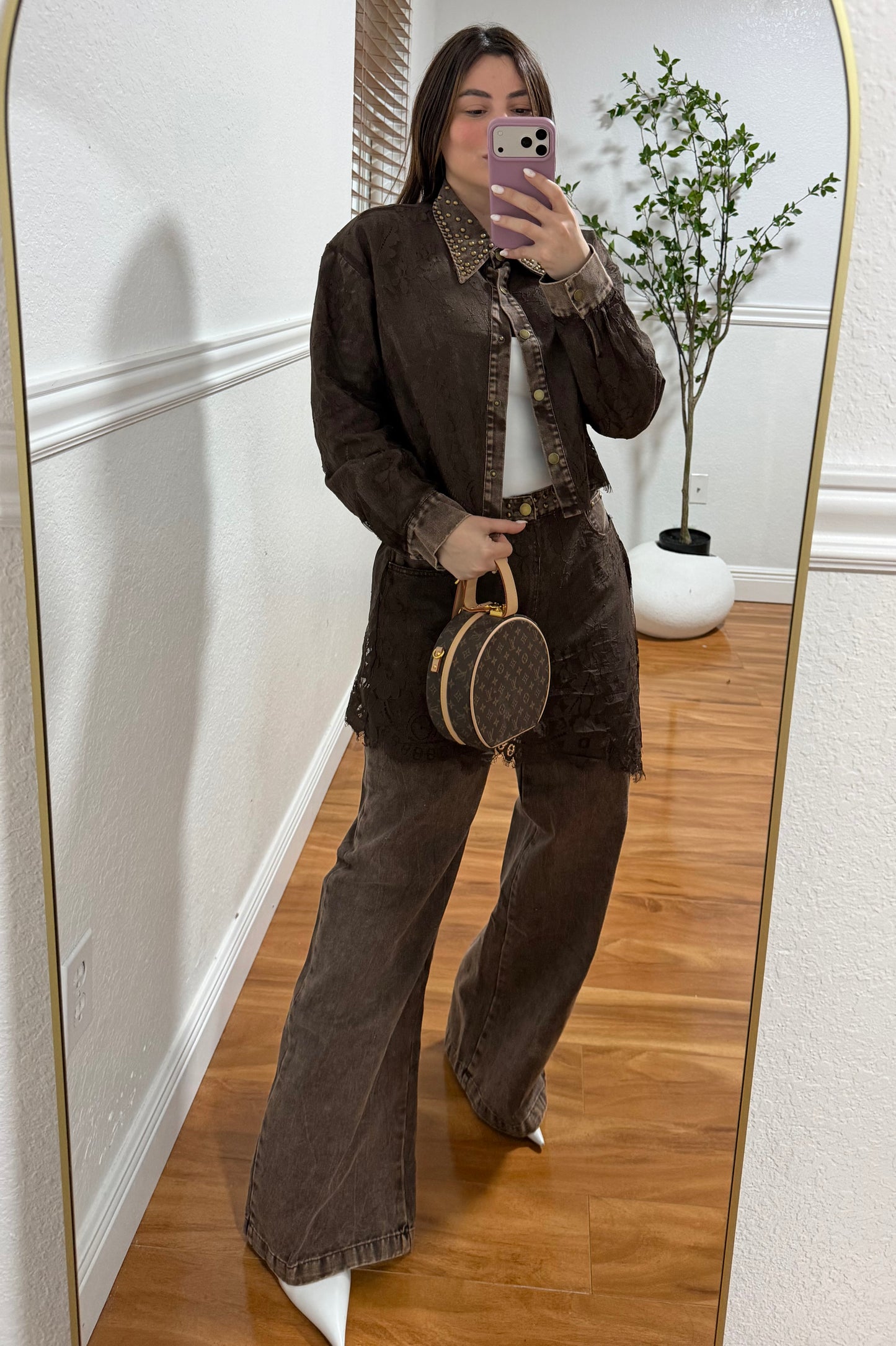 Brown lace set