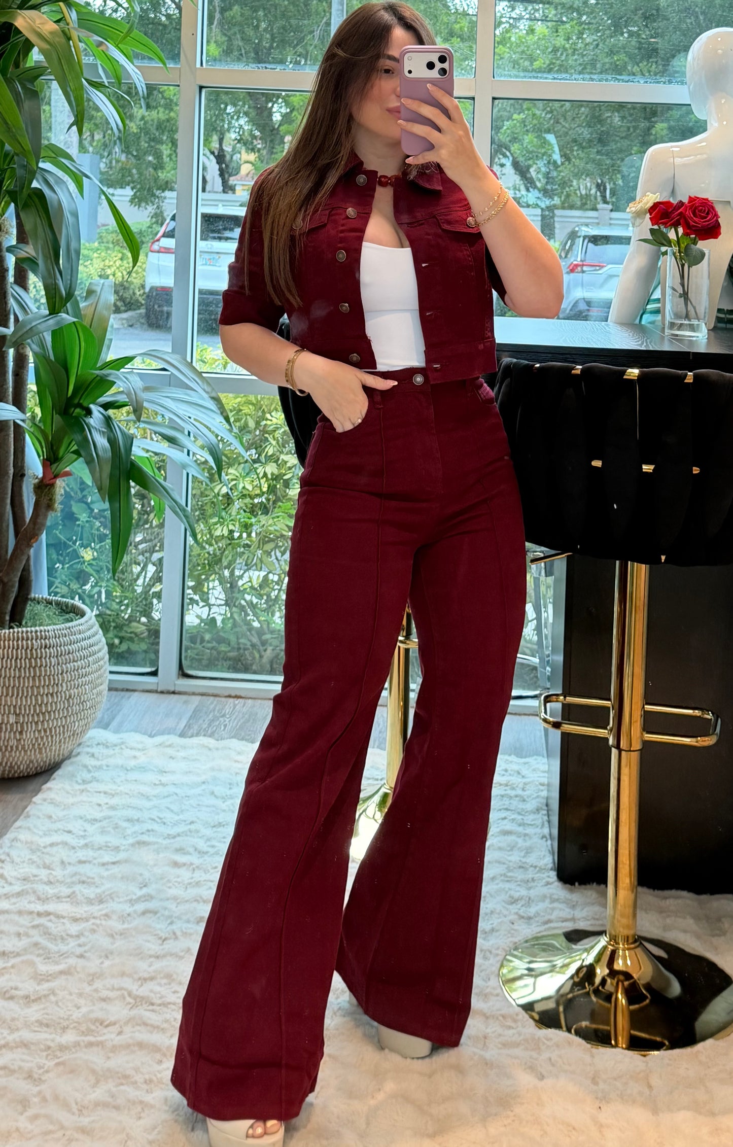 Burgundy stretchy set