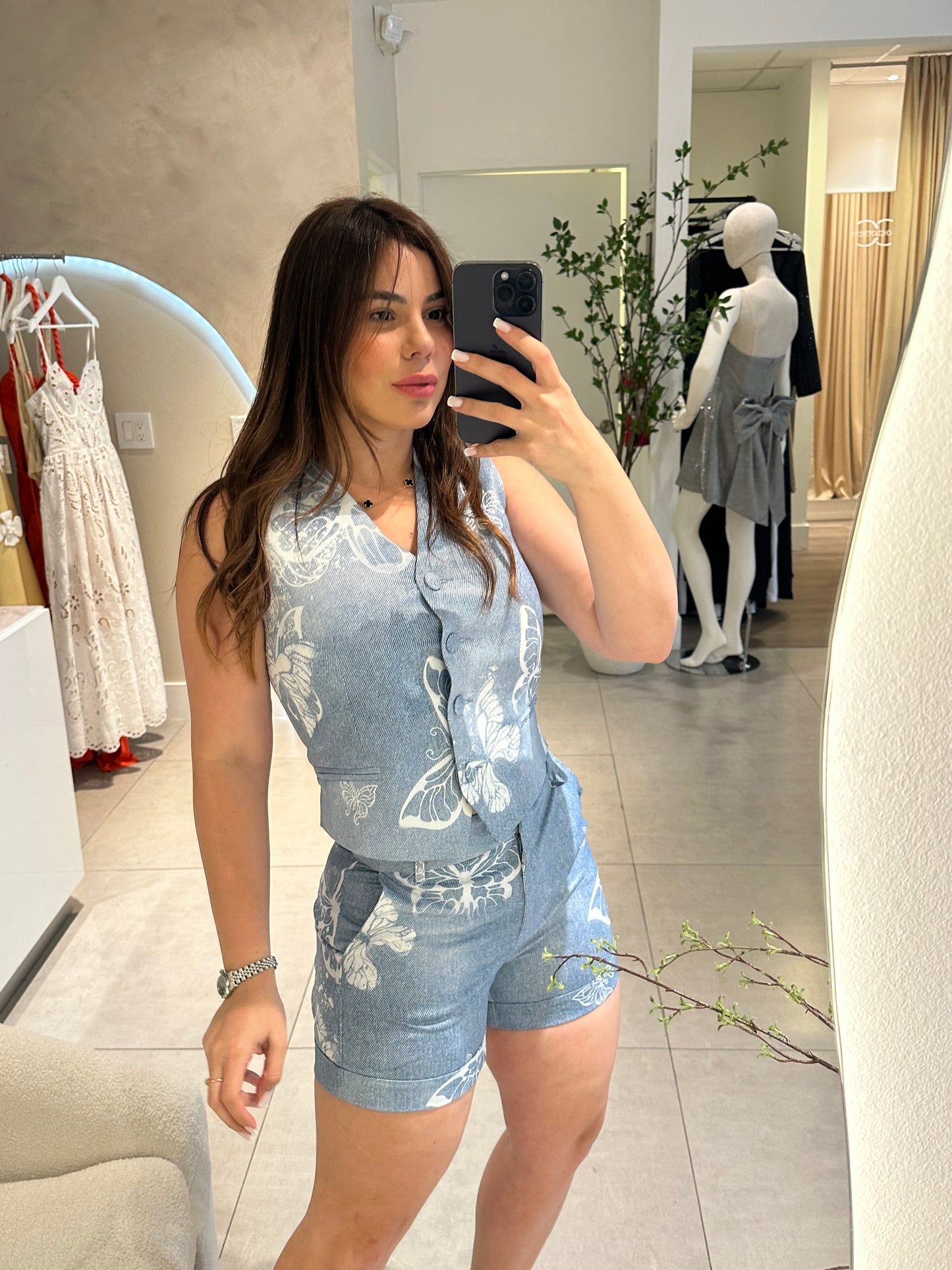 Butterfly short-vest set