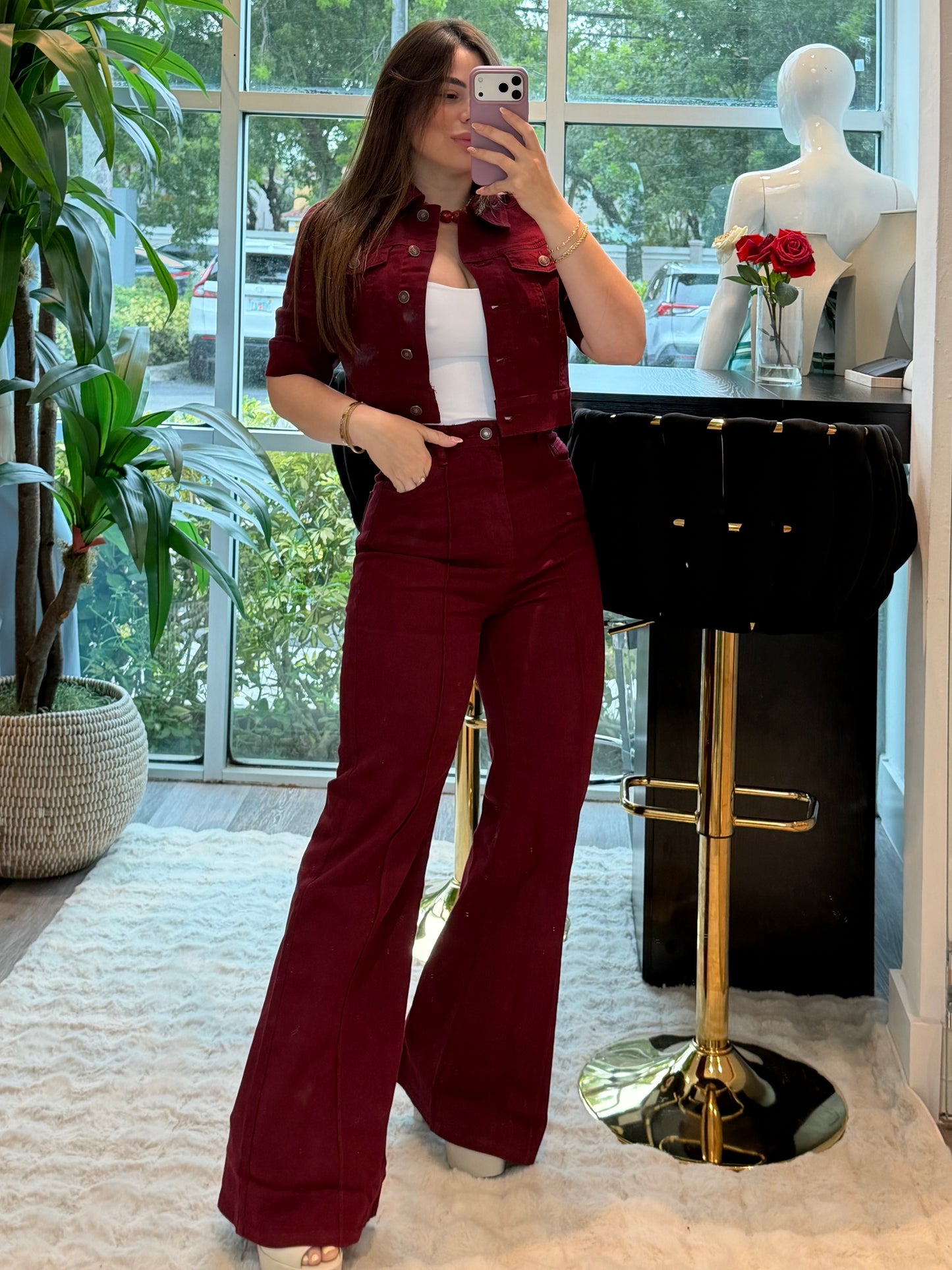 Burgundy stretchy set