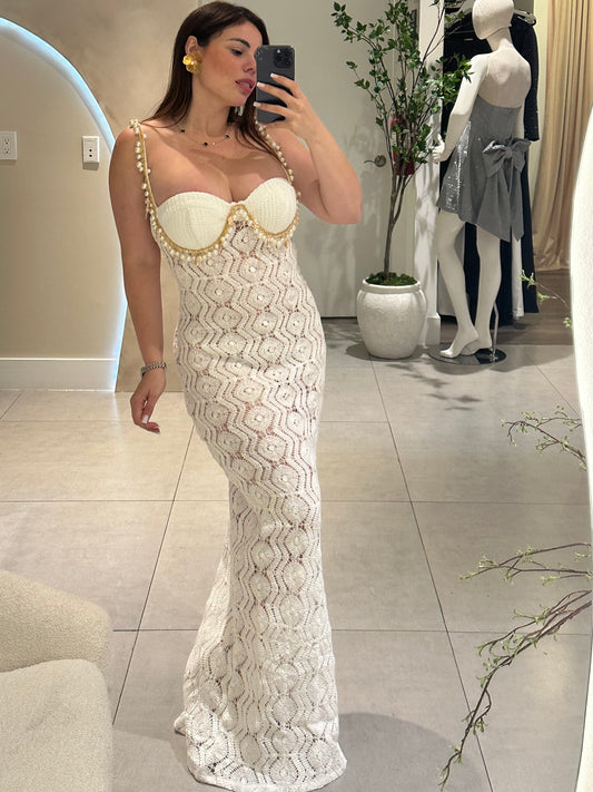 Mermaid White maxi dress