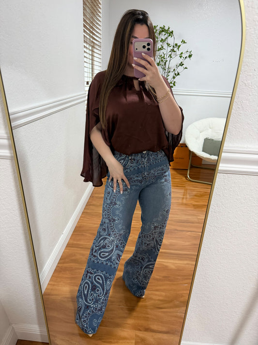 Chocolate Satin Blouse