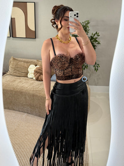 Black lather skirt